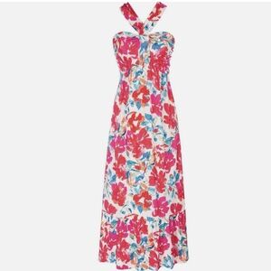NWT GRACE KARIN Criss Cross Halter Neck Floral Print Maxi Dress XL